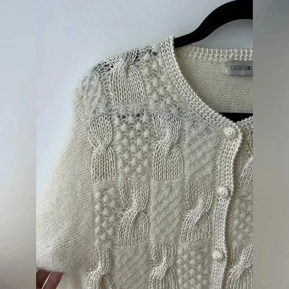 Vintage angora wool cardigan grandmacore patches sweater - Picture 5 of 14